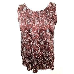 Ann Taylor Burgundy Paisley Women's Sleeveless Top, Size S